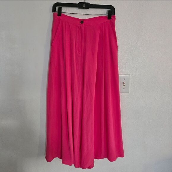 Dusan Pleated Cropped Palazzo in Hot Pink 100% silk Size 38